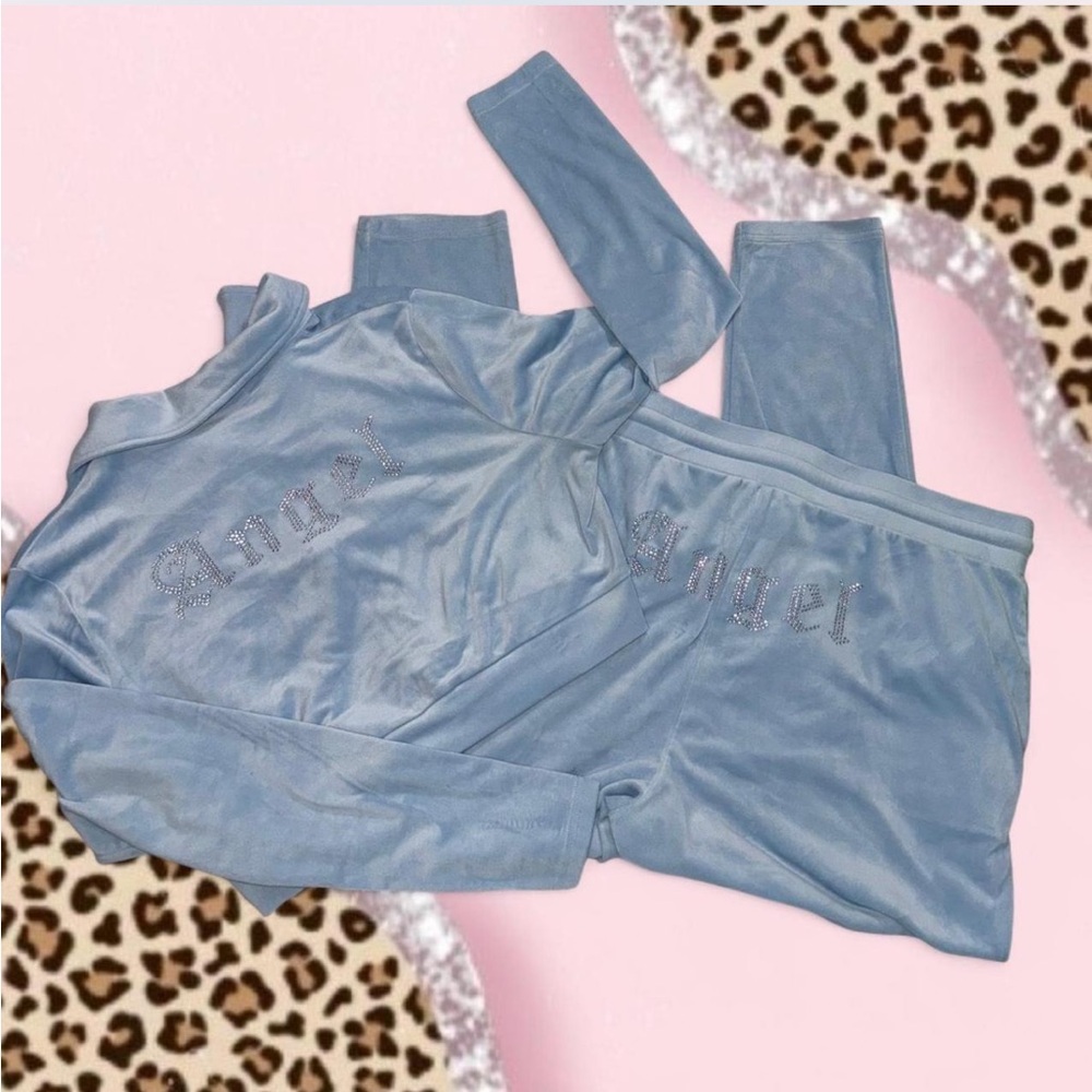 Velour ANGEL Tracksuit set with rhinestones